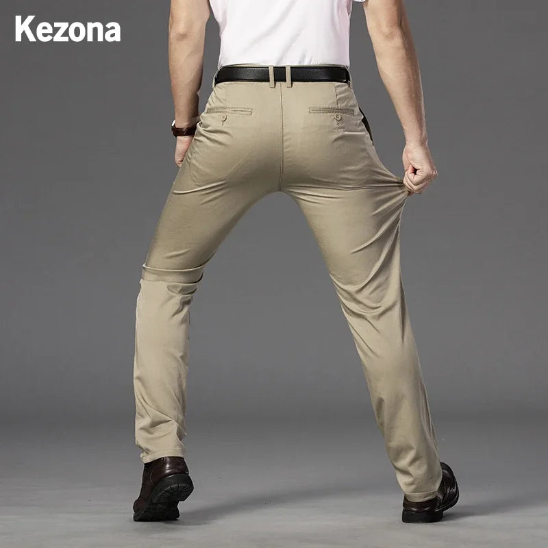 Men's Spring Autumn Fashion Business Casual Long Pants Suit Pants Male Elastic