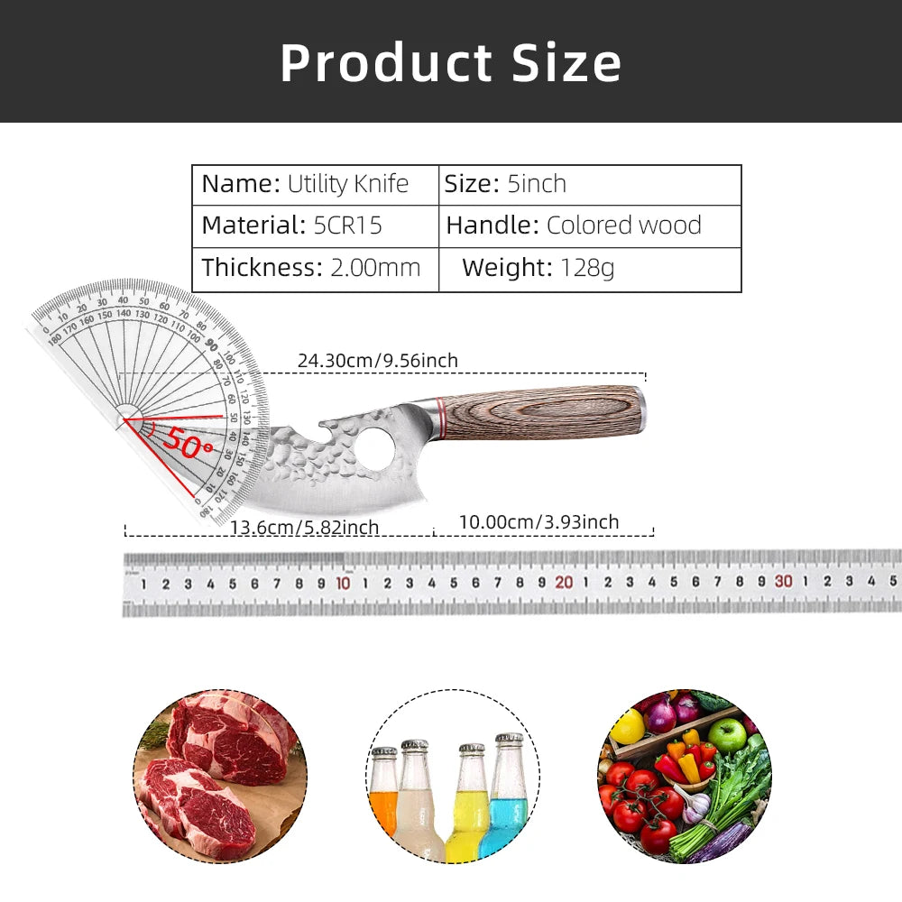 Kitchen Knife Stainless Steel Japanese Chef Knife Full Tang Forged Cleaver Butcher Knife