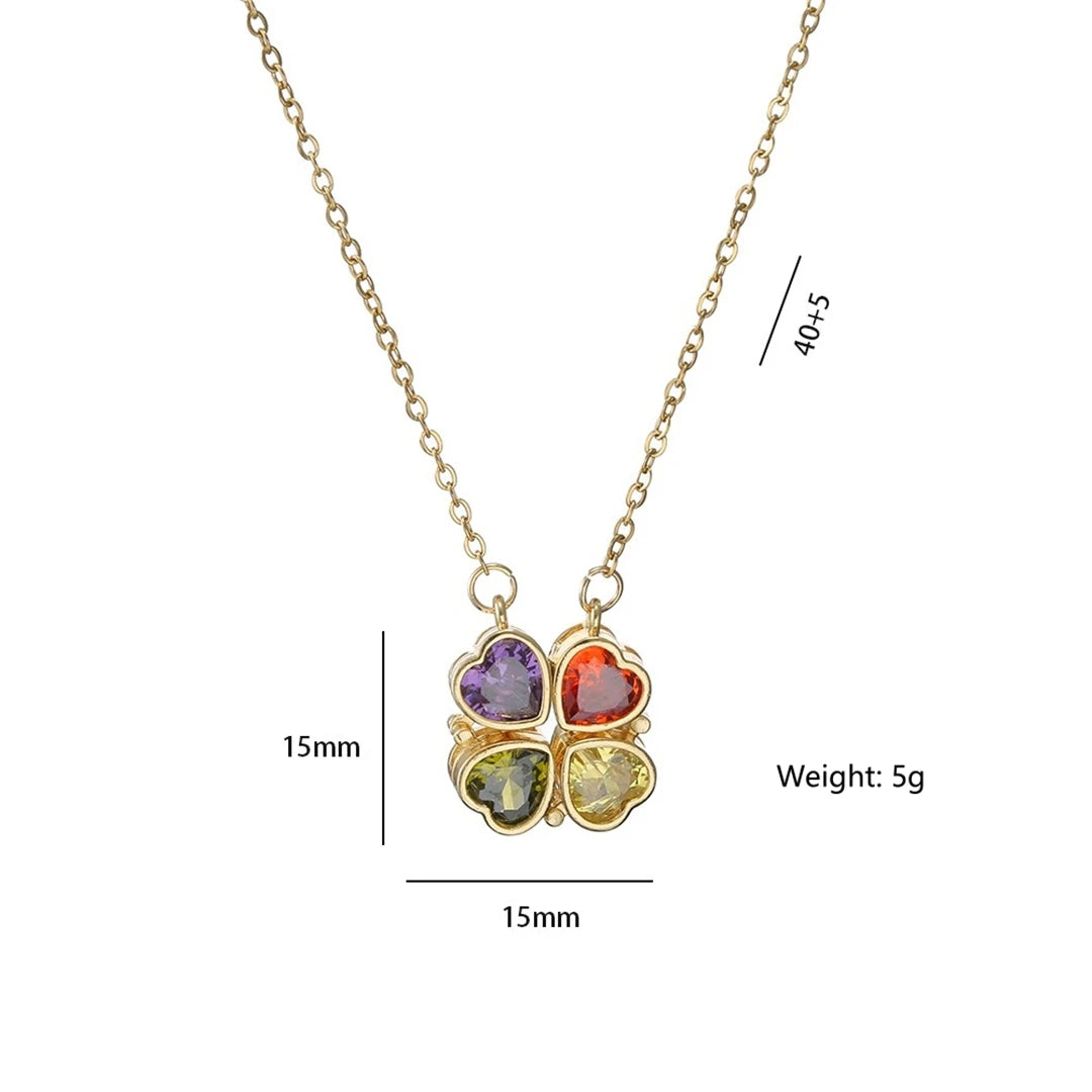 Fashion Retro Lucky Four Leaf Clover Women Necklace Gothic Love Heart Pendant