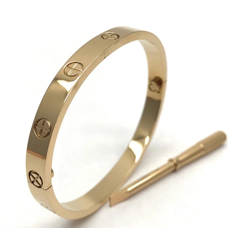 Stainless Steel Couple Bracelet for Women Men Love Cross Zircon Cartierred Bangle Valentine's Day Gift Anniversary Jewelry