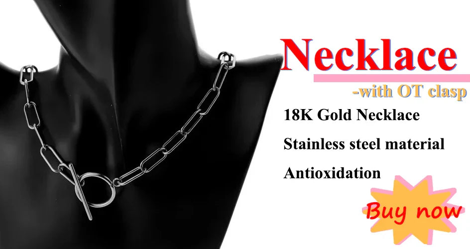 5pcs Stainless Steel Bead Chain Cuba Cross O Ripple Chain Necklace Plated Gold 45CM Adjustable Chain Lobster Clasp DIY Necklace
