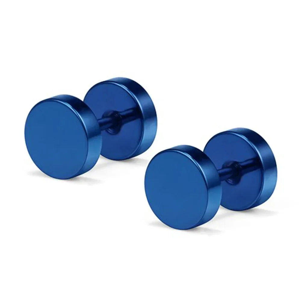 One Pair Black Stainless Steel Round Stud Earrings For Women Dumbbell Piercing Earrings Men Punk Fashion Jewelry 2-14mm