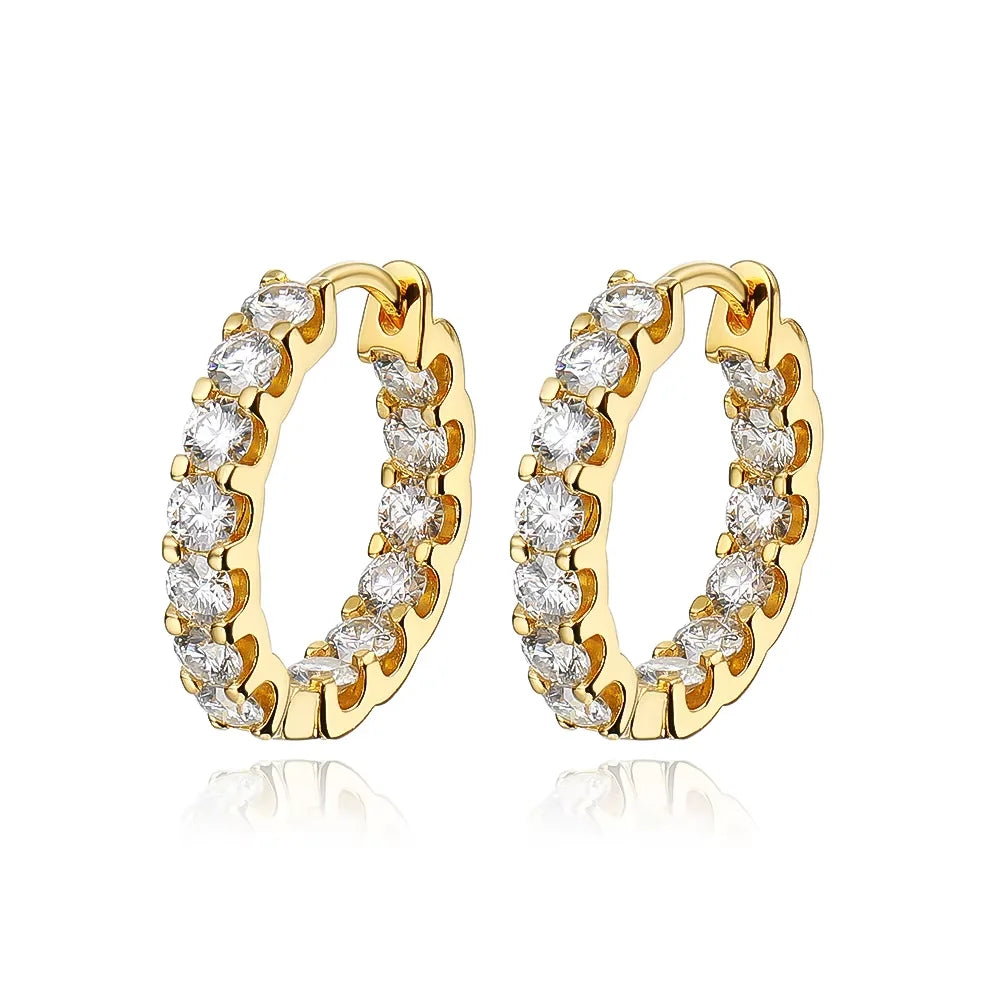 Smyoue 18k Plated Total 2.6CT Full Moissanite Hoop Earring for Women Sparkling Wedding Party Earring 925 Sterling Silver Jewelry