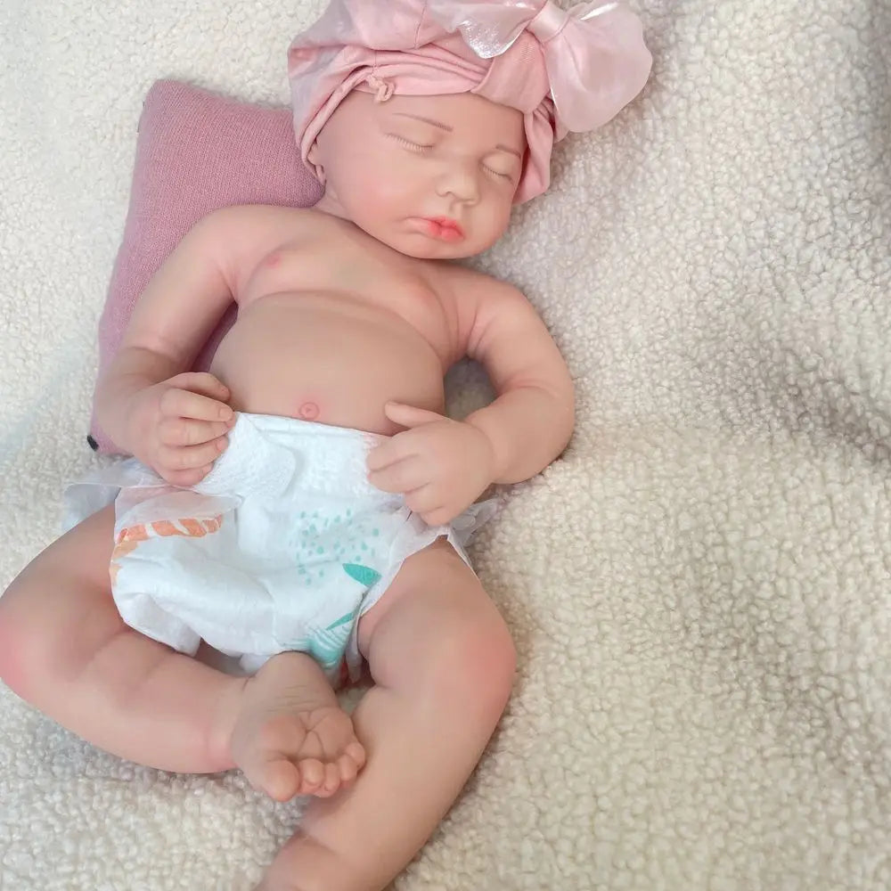 Full Body Silicone Reborn Baby Girl Loulou 20Inch 1:1 Lifelike Silicone Bebe Washable Newborn Dolls for Kids Teaching