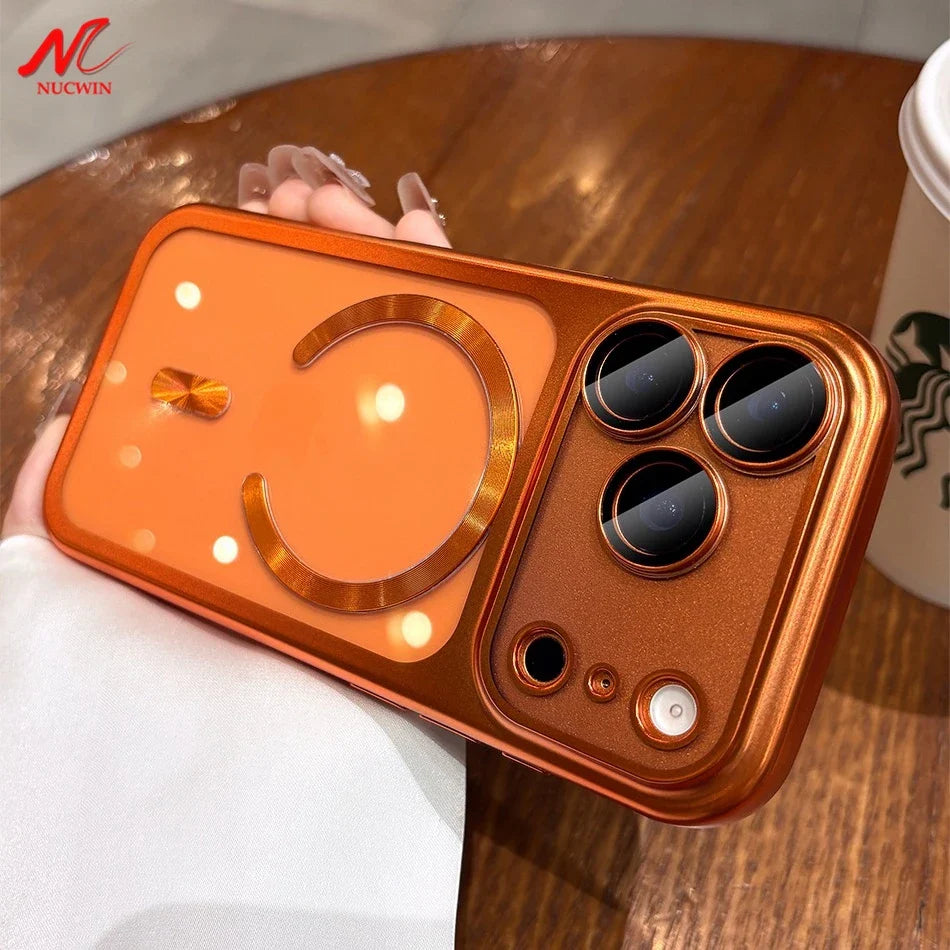 for iPhone17 Luxury Transparent Plating for Magsafe Case for iPhone 17 Pro Max 17Pro Air Original Soft TPU Lens Protector Cover