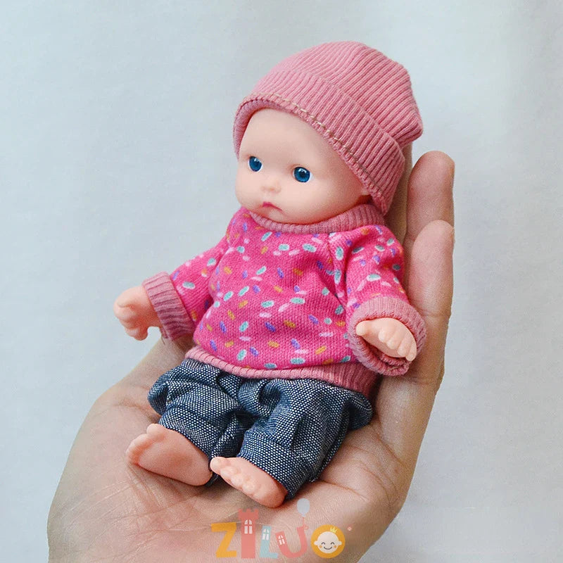 12cm Reborn Dolls Mini Palm Dolls Simulation Baby Dress Up Doll Reborn Doll Girls Boys Boneca Toys for Kids Munecas Reborn 1/12