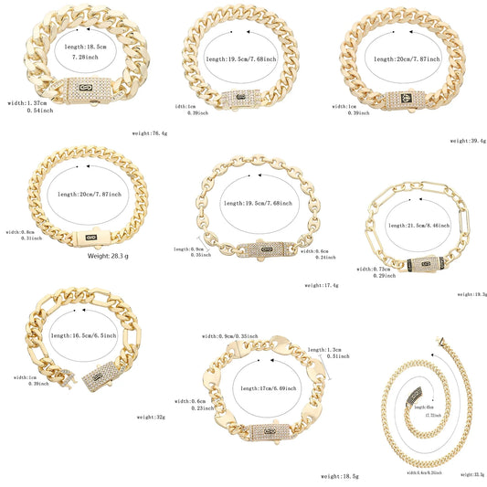 14K Monaco new chain for men and women, brass, cubic zirconia, fashionable Monaco bracelet for men and women