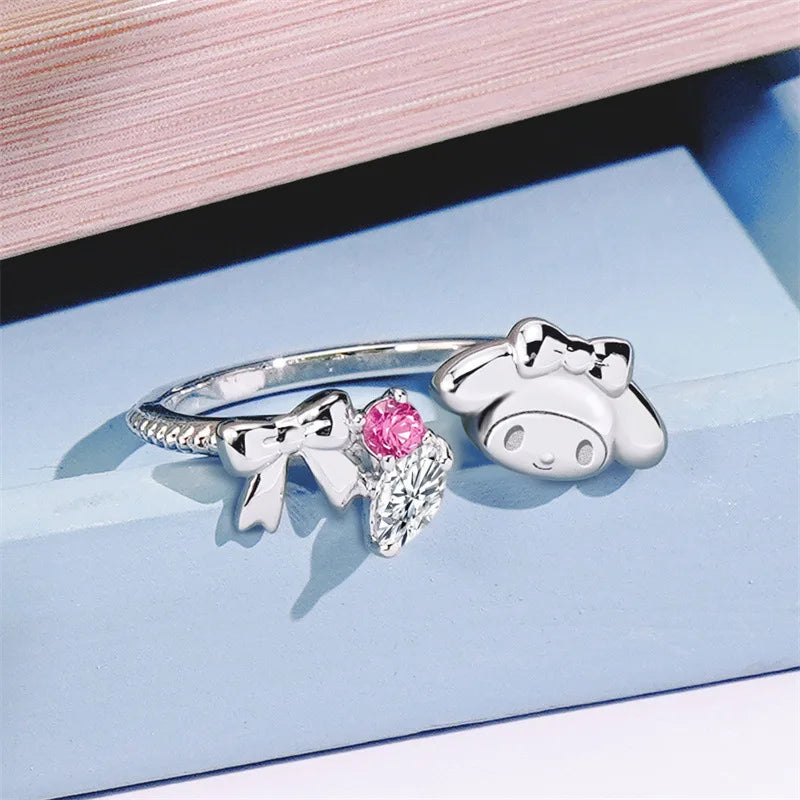 Sanrio Hello Kitty KUROMI College Mix Series-Pompompurin Cartoon Cute Personality Temperament Ring Party Friend's Birthday Gifts