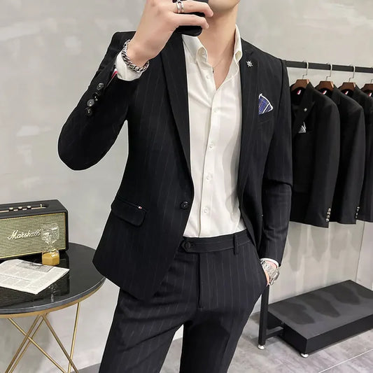 Elegant Two-Piece Groom Suit with Trousers for Weddings and Business Casual Events