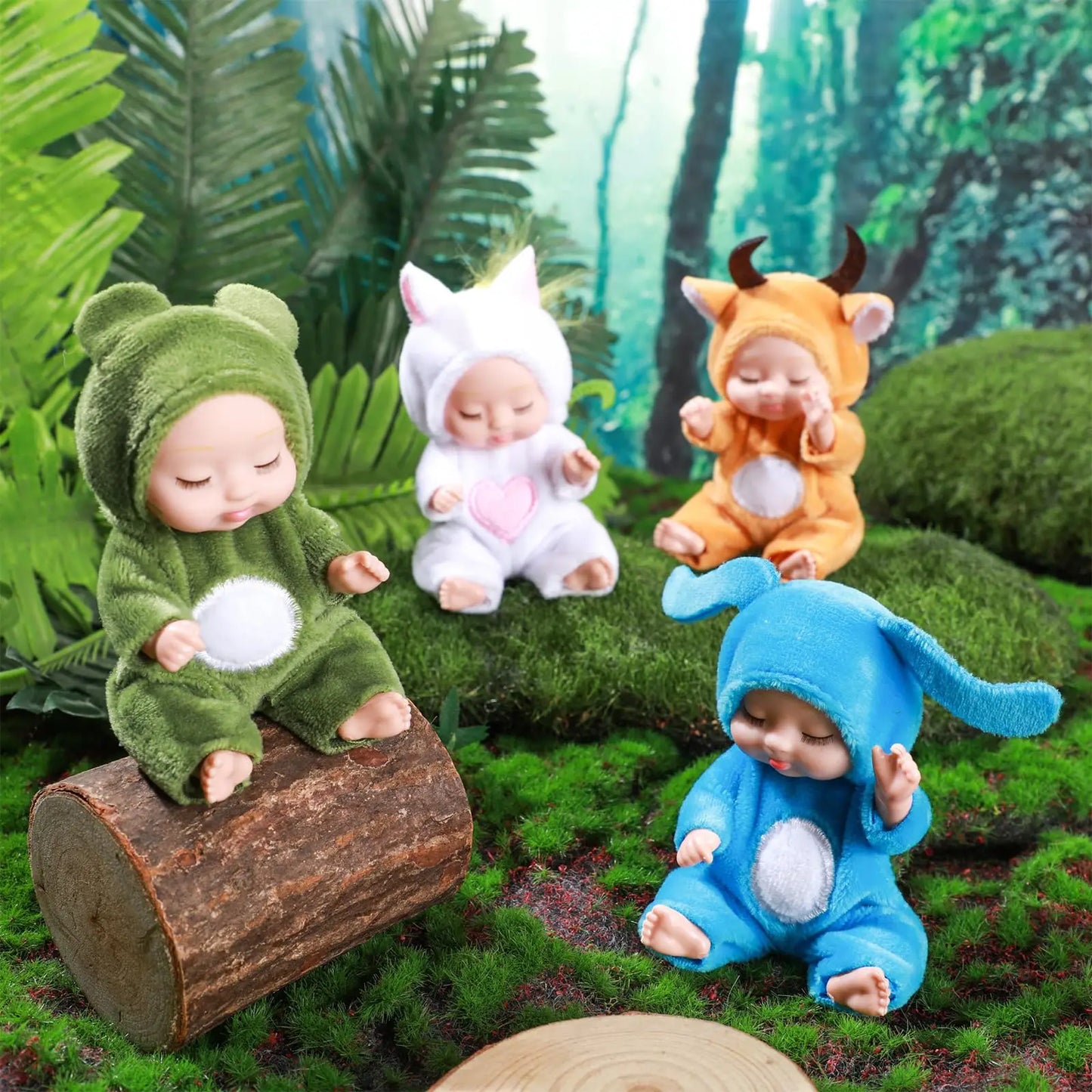 6/8Pcs Set Sleeping Mini Baby Dolls Reborn Lifelike Toys Cute Adorable Dolls With Butterfly Crocodile Sunflower Comfort Toy Gift