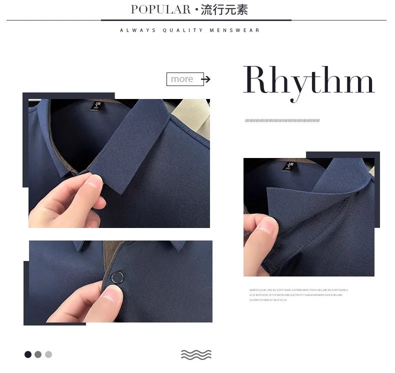 High end brand men's letter printed short sleeved polo shirt cool breathable casual business 2025 summer new style lapel T-shirt