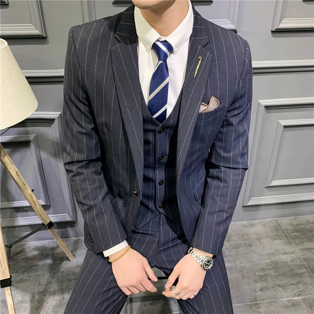 Tuxedo for Mens: Men's Fashion Boutique Striped Wedding Dress Suit Three Piece