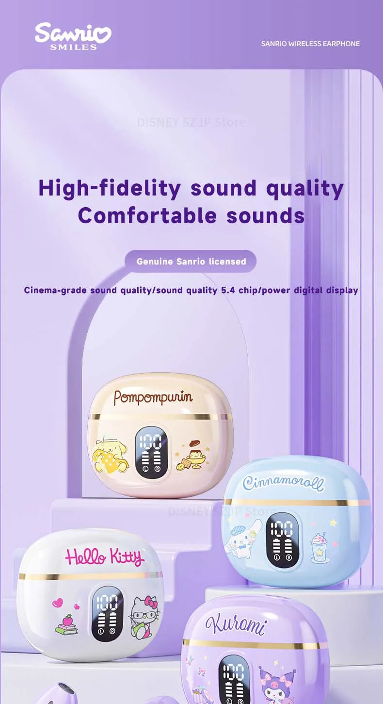 Sanrio TWS Earbuds BL48 Kuromi Bluetooth Earphones Cinnamoroll Wireless Headset Hello Kitty Sport Noise Reduction Game Headphone
