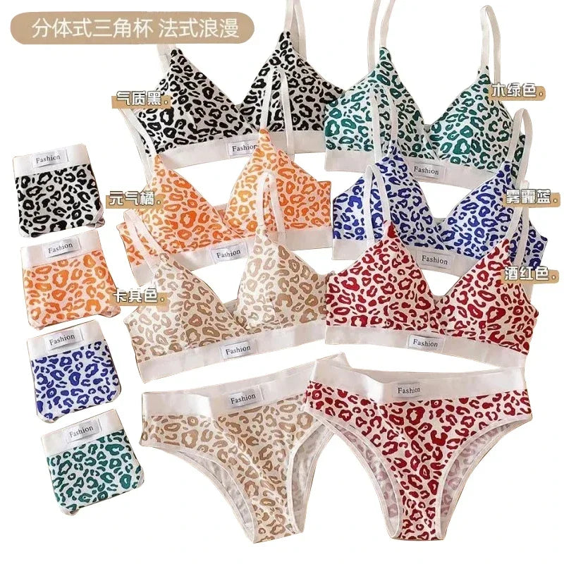Women's Leopard Print Traceless and Steel Rim Bra Adjustable