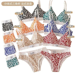 Women's Leopard Print Traceless and Steel Rim Bra Adjustable