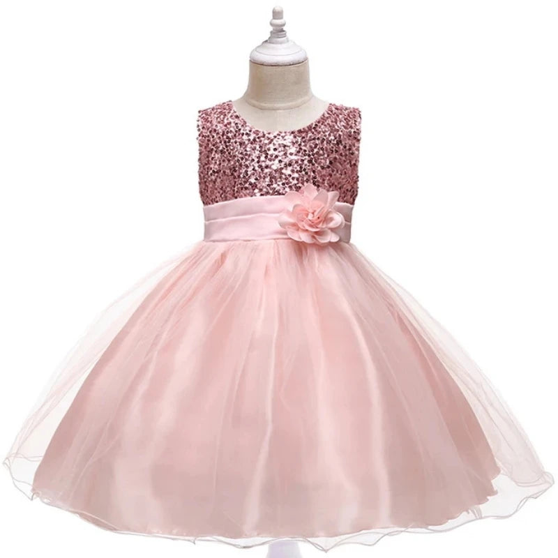 Girl Dress Flower Embroidered Bow Princess Dress Children Lace Mesh Tutu Wedding
