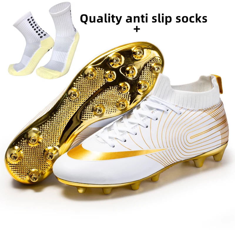 Professional Unisex Soccer Shoes Long Spikes TF Ankle Football Boots