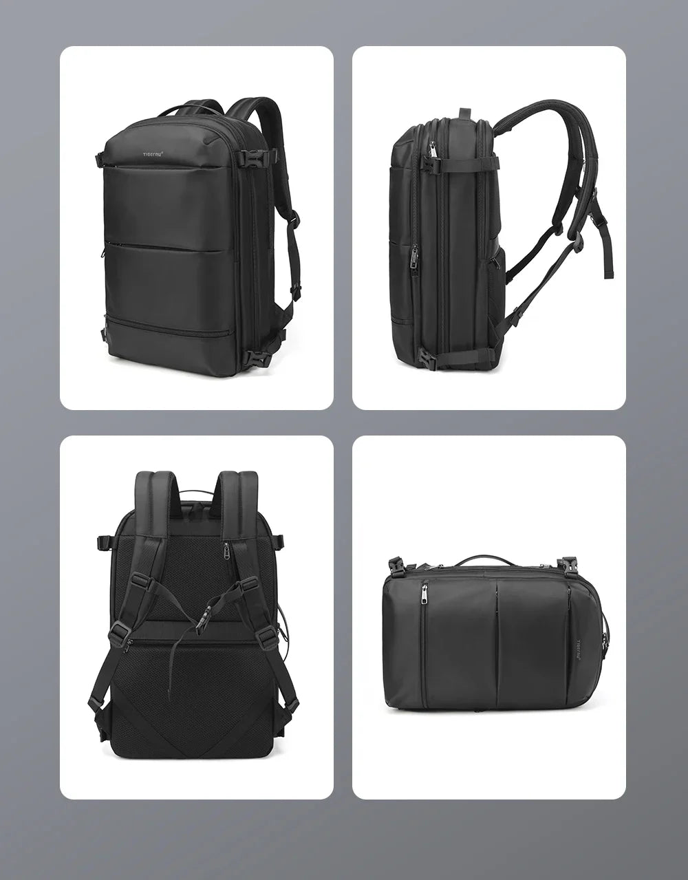 Tigernu Vacuum Compression Backpacks Men Travel Backpack Expandable USB Bag Large Capacity 17 Laptop Bags For Schoo Cabin Bags