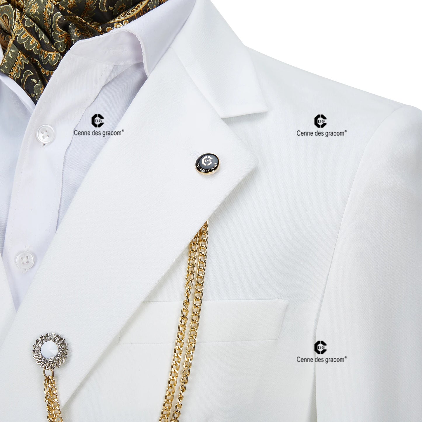 Tuxedo for Mens: White Blazer Jacket Pants Set Suits For Men Metal Side Release