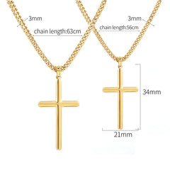 Punk Cross Pendant Link Chain for Men Women 316L Stainless Steel Hip Hop Necklace