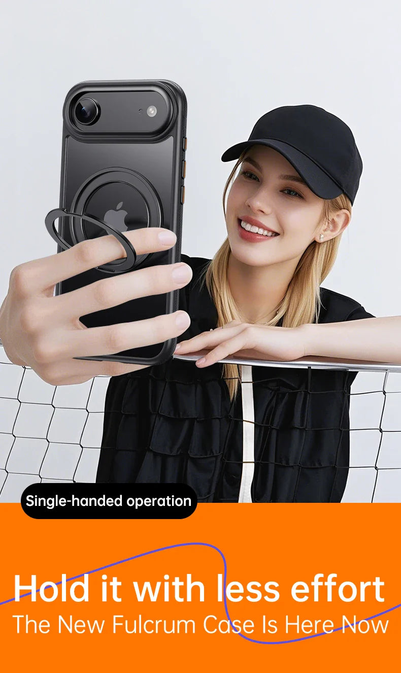 360° transparent Round ring Case for IPhone 12 13 14 15 16 Pro Max Fall prevention funda Cover sling Metal buttons 17 Air case