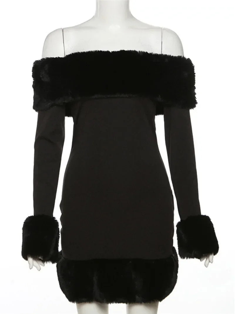 Formal attire Dresses: Woman Clothing Off Shoulder Patchwork Black Dress