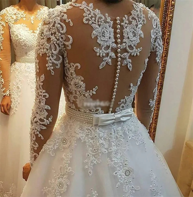 White Bridesmaid Dresses: Pearls Beads 2 in 1 Brazil Wedding Dress