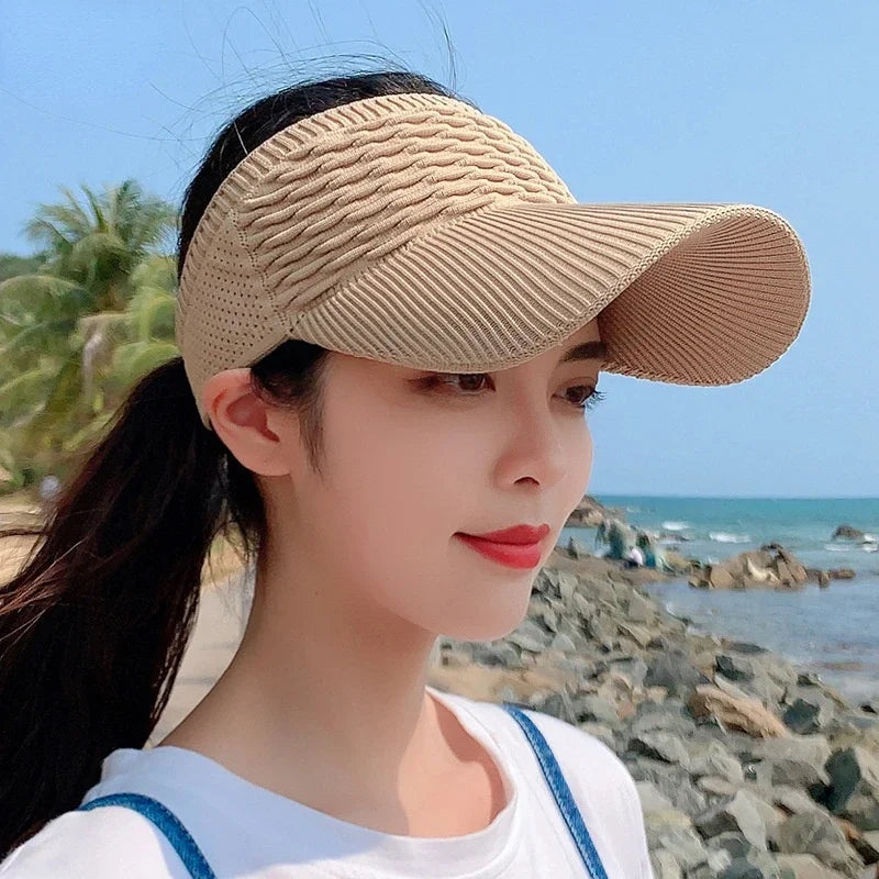 Anti-UV Sun Hats Breathable Adjustable Empty Top Visor Caps for Men