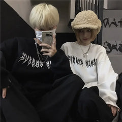 Autumn Punk Black Sweatshirts Tops Gothic Grunge Oversized Hoodie Streetwear