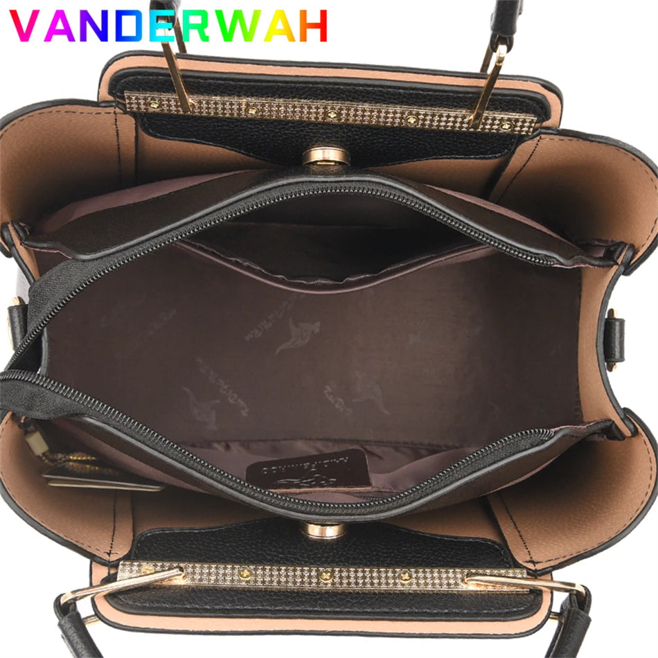 Soft Leather Handbags Women Bags Designer 3 Layers Shoulder Crossbody