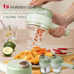 4 In 1 Handheld Electric Vegetable Cutter Wireless Chop Garlic Mash Minced Slice