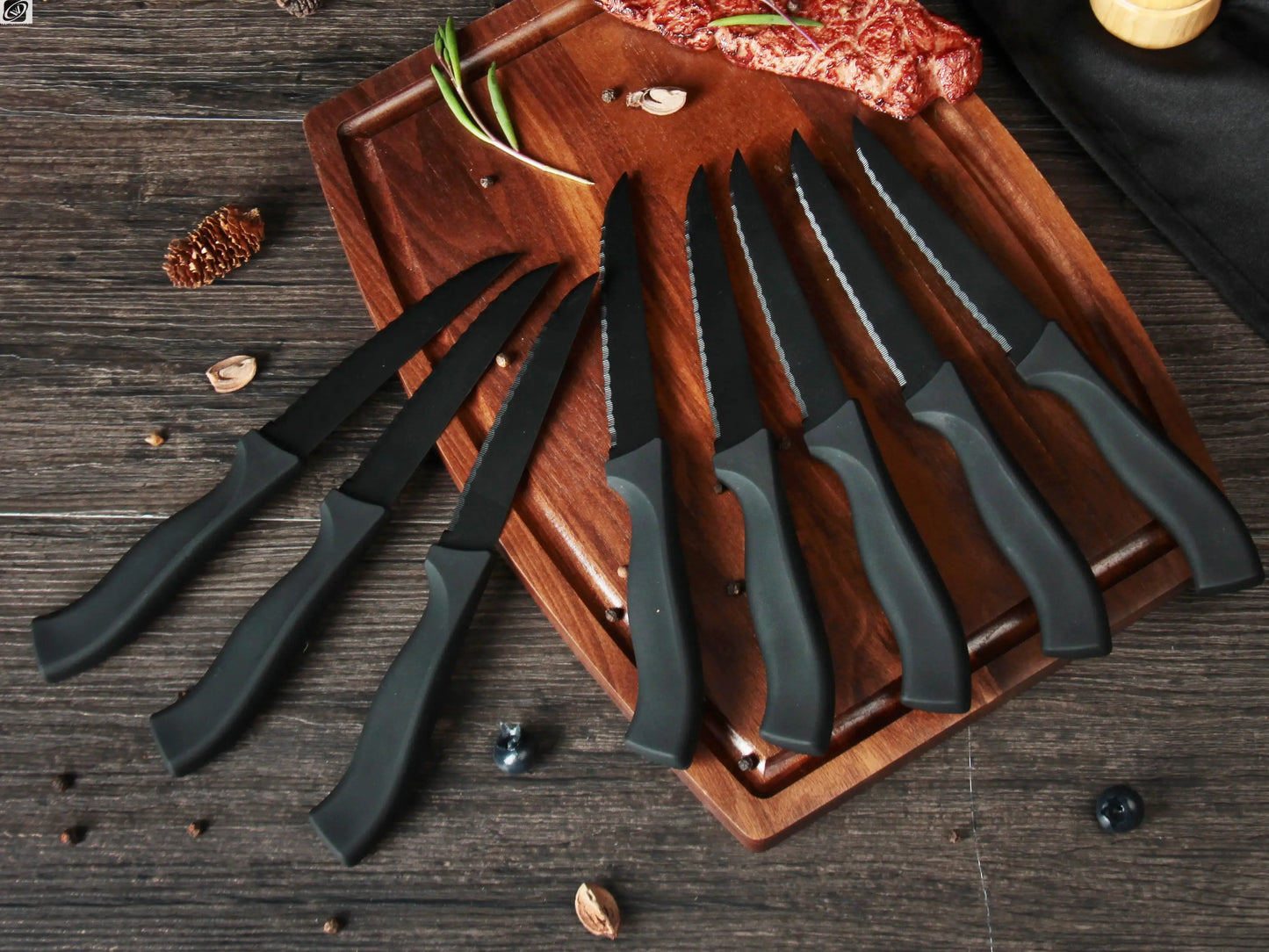 Table Knife Set  4/6/8Pcs Black Matte Comfort Handle Paring Knives German