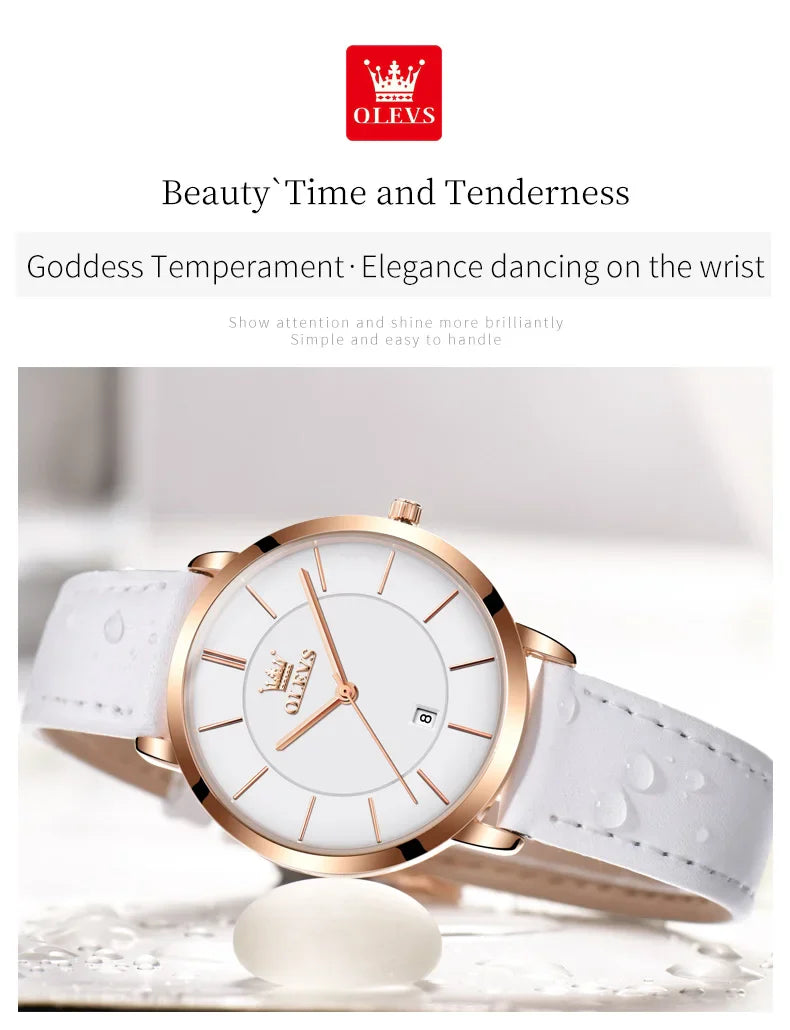 OLEVS Watches For Women Quartz Waterproof Watch Luxury Lady's Watch Stainless Steel Rose Gold Set Gift Box