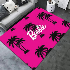 Barbie Cute Pink Beauty Cartoon HD Print Carpet Living Room, kitchen, bedroom
