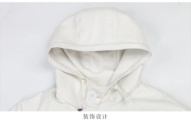 Long Black Loose Waterproof Windproof Soft Pu Leather Trench Coats
