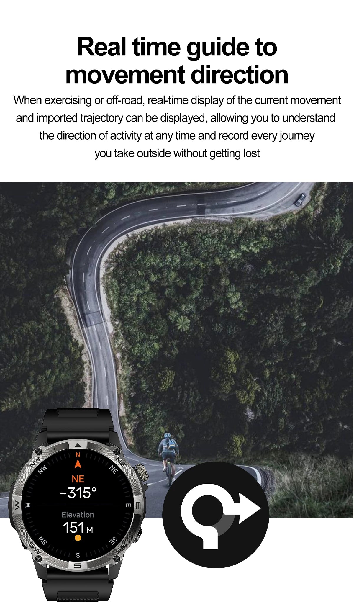 NORTH EDGE GPS Sports Smart Watch 1.43'' Amoled Display AOD Mens Watch Bluetooth Call Altitude Barometer Compass IP68 Waterproof