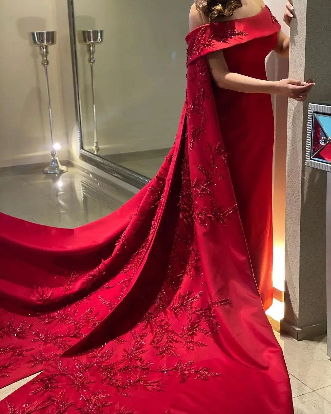 Homecoming Dresses: Red Brand Dresses With Long Sleeves Ball Gowns
