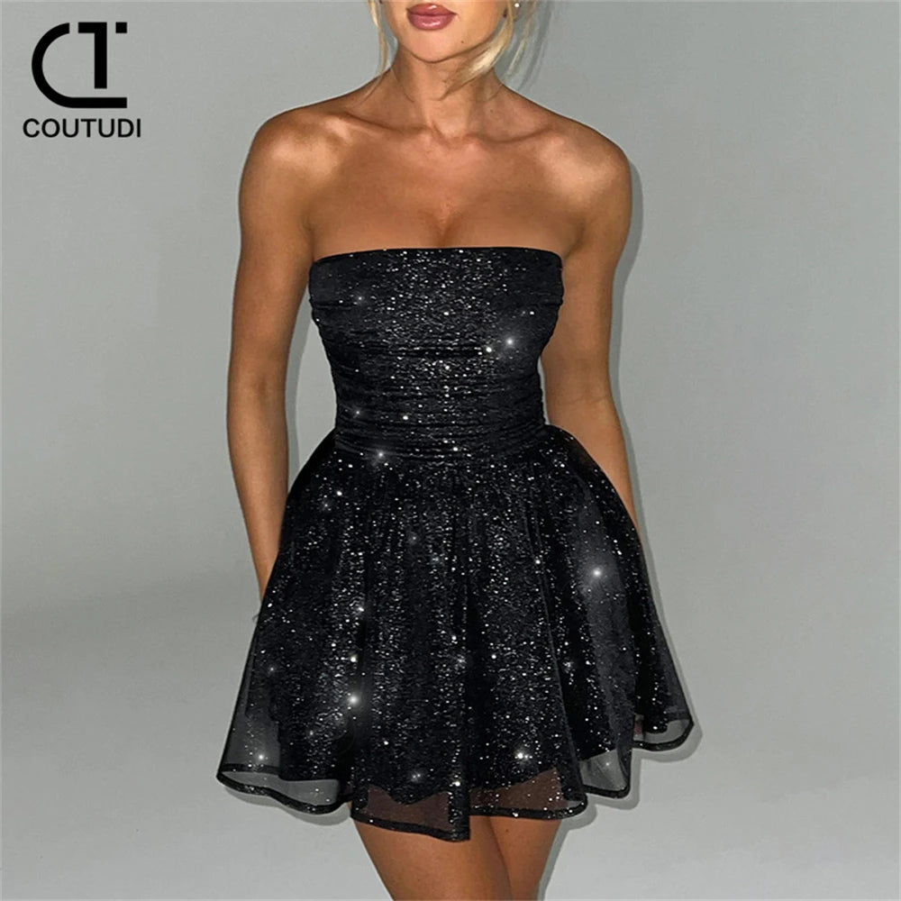 Evening Dresses: Women Mini Dress Chest Wrapping Party Dress Women