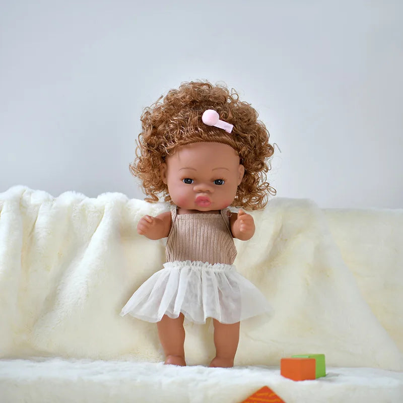 14inch Full Body Vinyl Bebe Reborn Dolls Soft Lifelike Baby Toys American Reborn Black Baby Doll Vinyl Baby Doll Toys Girls Boys