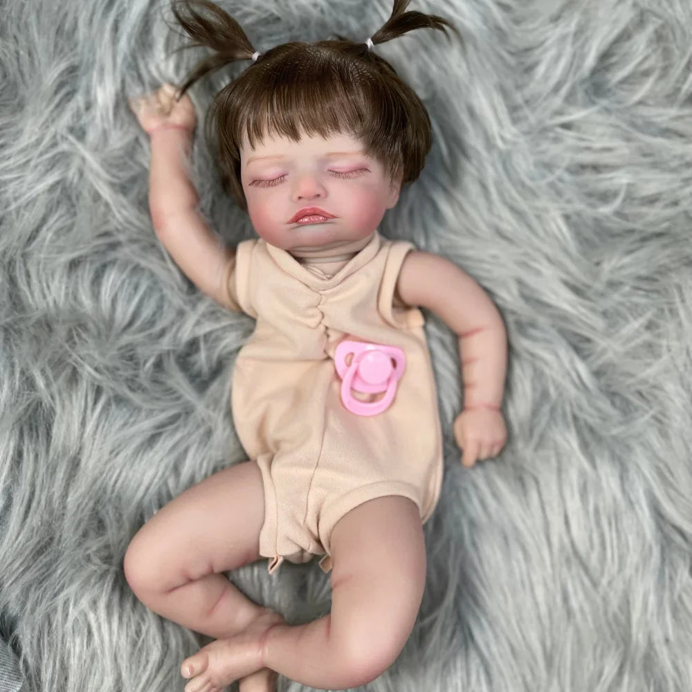 19Inch Painted Reborn Doll Kit Rosalie With Rooted Hair and Cloth Body Unassembled DIY Doll Parts Toy