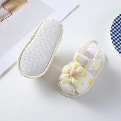 Baby Girl Shoes First Walkers Newborn Learning Walking Shoes Flower Decoration Soft Bottom Sandals With Headband Princess Shoes