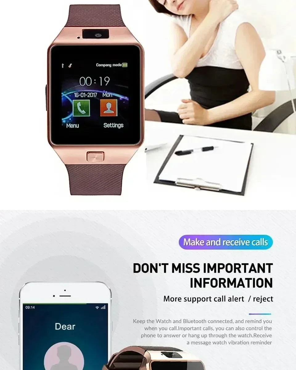 Premium Digital Touch Screen Smart Watch DZ09 Bracelet Camera Bluetooth SIM Card Phone Watch Reloj Mujer Android IOS