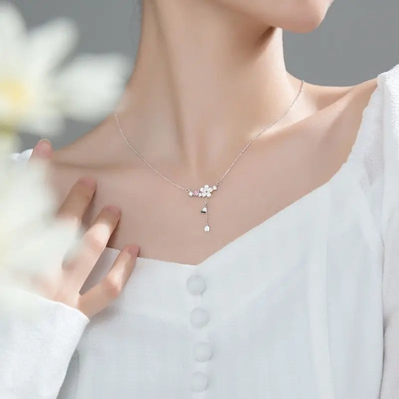 Women Choker Necklace Silver Color Temperament Small Beads Heart Butterfly