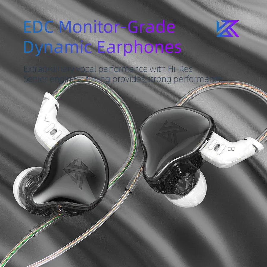 KZ EDC Earphones 1 Dynamic HIFI Bass Earbuds In Ear Monitor Headphones Sport Noise Cancelling Headse