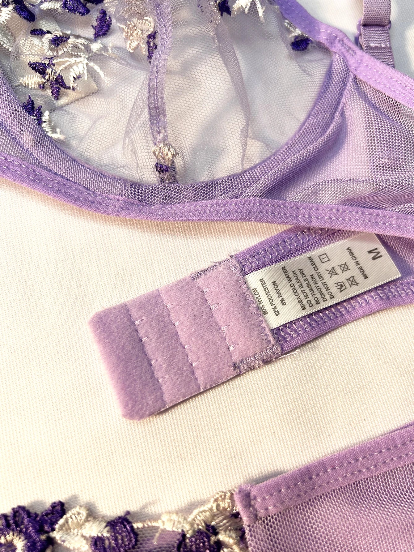 Purple Lingerie Woman Lace Transparent Underwear Fairy Embroidery Brief Sets