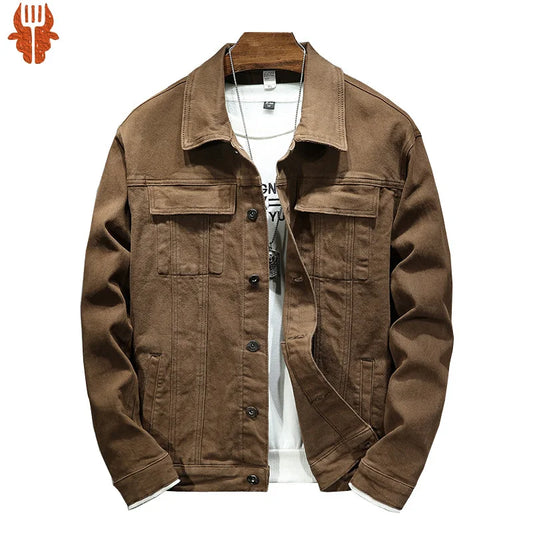 Men's Brown Denim Jacket spring and autumn style Fashion