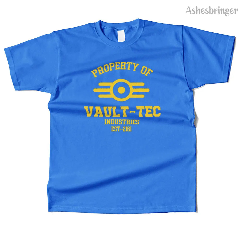 Mens Cotton Property of Vault Tec Graphic T Shirt Street Casual Style Tee for Men and Women