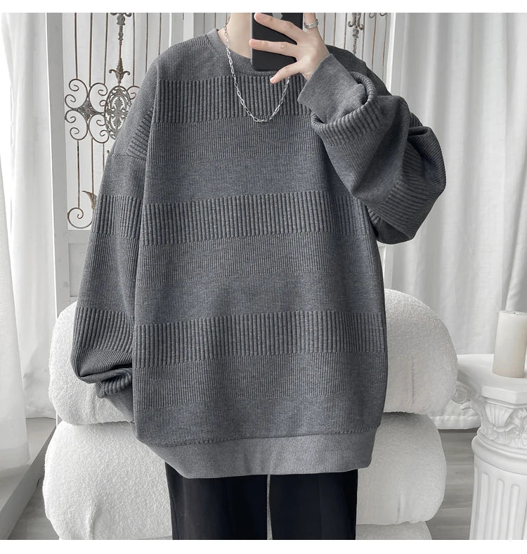 Hoodies Jacquard Sweatshirt Mens White Pullover Streetwear Casual Fashion Clothes
