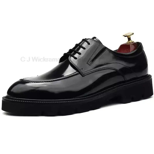 Luxury Men's Oxfords Genuine Leather Round Head Lace-Up Dress Shoes For Men