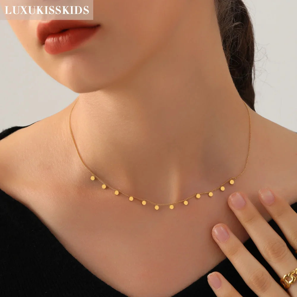 LUXUKISSKIDS Woman Collier бижутерия Golden Chains Necklaces Bohemia Star Heart Elegant Stainless Steel Jewelry Trendy